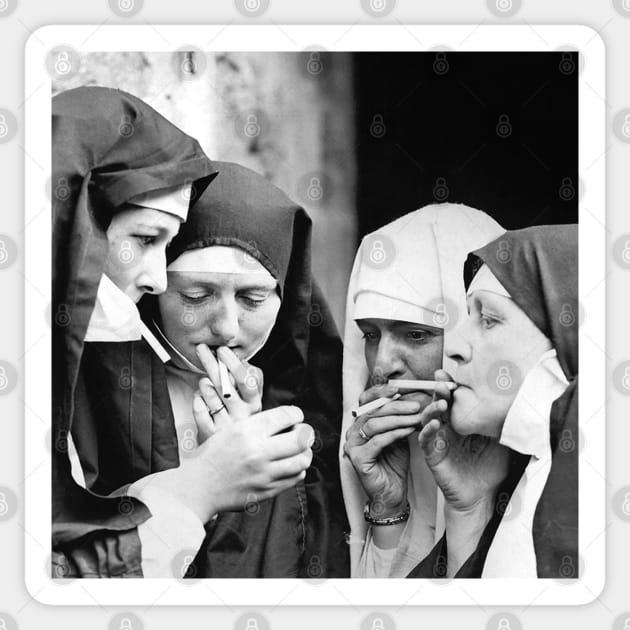 Vintage Nuns Bad Habits Sticker by Closeddoor